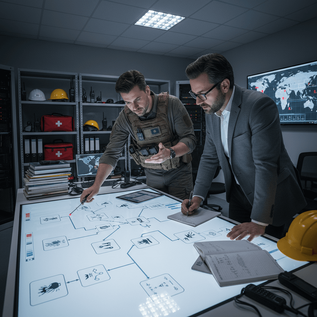 Tiran Dagan and Brian Burk collaborating on preparedness strategy